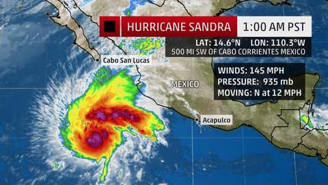 Hurricane Sandra at peak intensity on Nov. 26, 2015 at 1 a.m. PST.