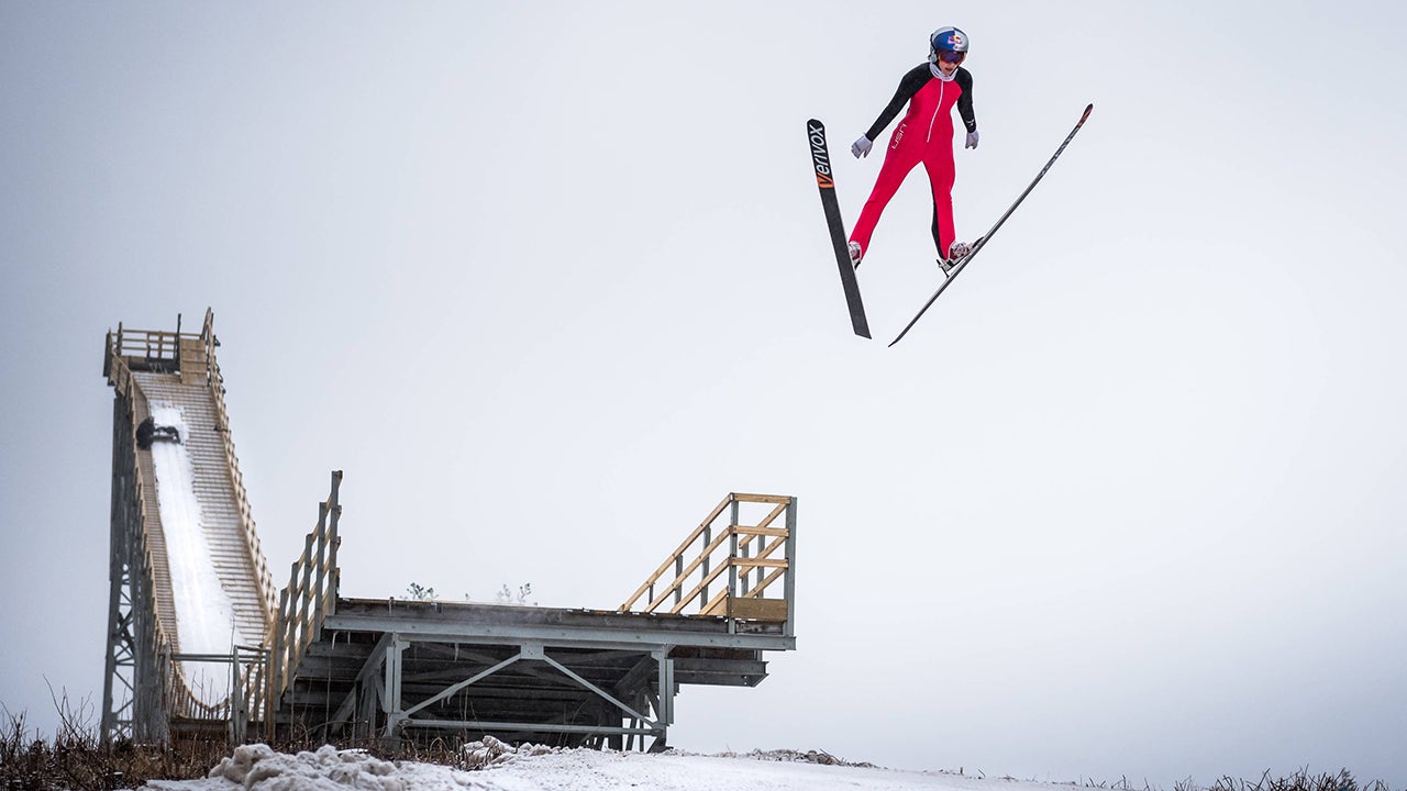 American ski jumper Sarah Hendrickson makes a landmark jump on a restored Nansen Ski Jump in New Hampshire. The leap was the first jump at Nansen in 32 years and marks Hendrickson's comeback after a devastating knee injury. (Red Bull Content Pool)