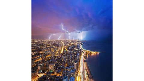 This lightning shot from Chicago, taken by Nick Ulivieri, was liked more than 6,600 times. (Instagram/@nick_ulivieri)