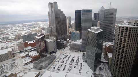 Located to the southwest of Dallas and northwest of Waco, the town of Clifton recorded two feet of snow on December 21, 1929. Image info: A snow-covered skyline is seen from the 37th floor of the Sheraton Dallas on February 4, 2011 in Dallas, Texas. Photo by Michael Heiman/Getty Images.