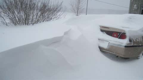 22 inches of snow fell along the Ohio River in Cannelton on December 23, 2004. Image: Snow drift buries a car in the northern part of the state in Valparaiso. From iWitness Weather contributor markjet88.