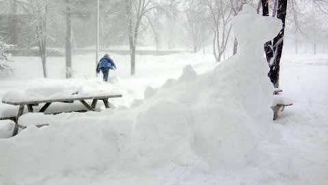 Middle Dam measured 35 inches of snow on November 23, 1943. Image: A snow dragon created in Ellsworth, Maine submitted by iWitness Weather contributor sarah.french.