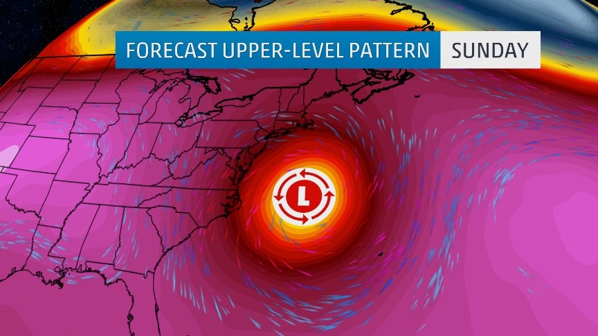 Upper-Level Low Off the East Coast This Weekend (ECMWF Model)