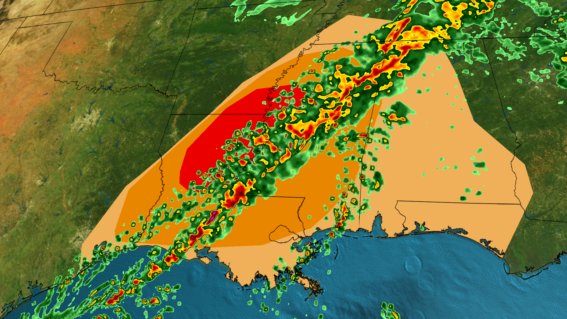 Severe Weather Threat Lingering Overnight For Deep South