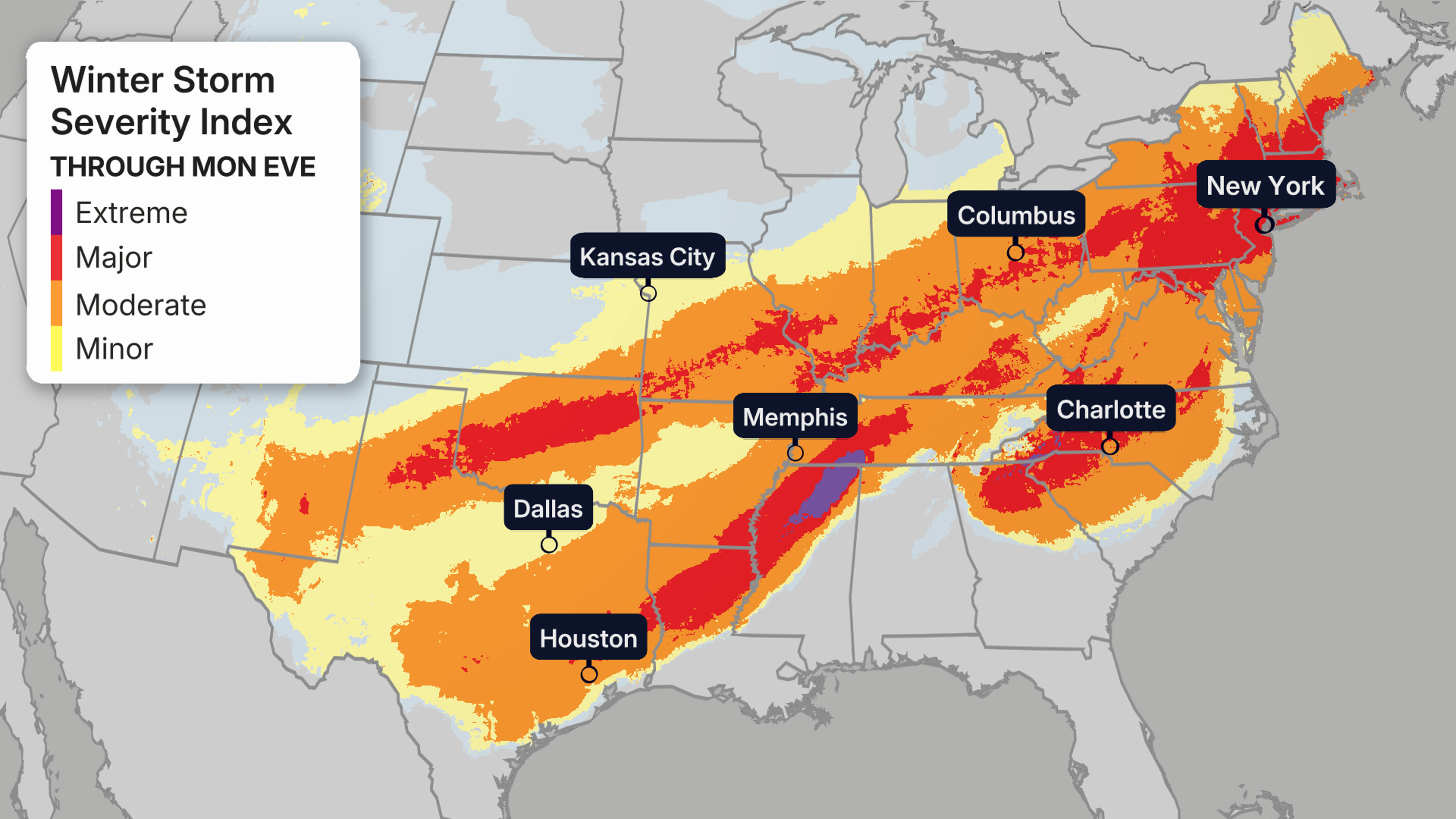 Winter Storm Fern spreads ice, snow and extreme cold across the U.S., triggering emergency declarations and mass travel disruption