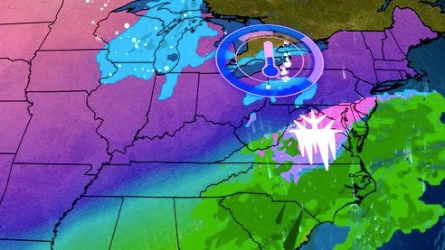 Snow and Ice Today from Mid-Atlantic to Northeast