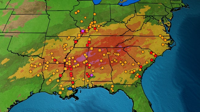 It's Already One of the Wettest Winters On Record So Far in Parts of the South, and More Rain Is Ahead Through Thursday