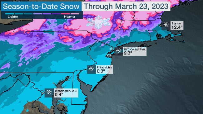 New York City snow season 2022-2023 