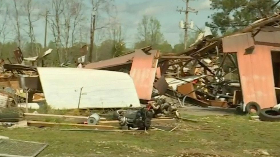 Tornado Leaves Behind Damage in Newton, Mississippi Videos from The