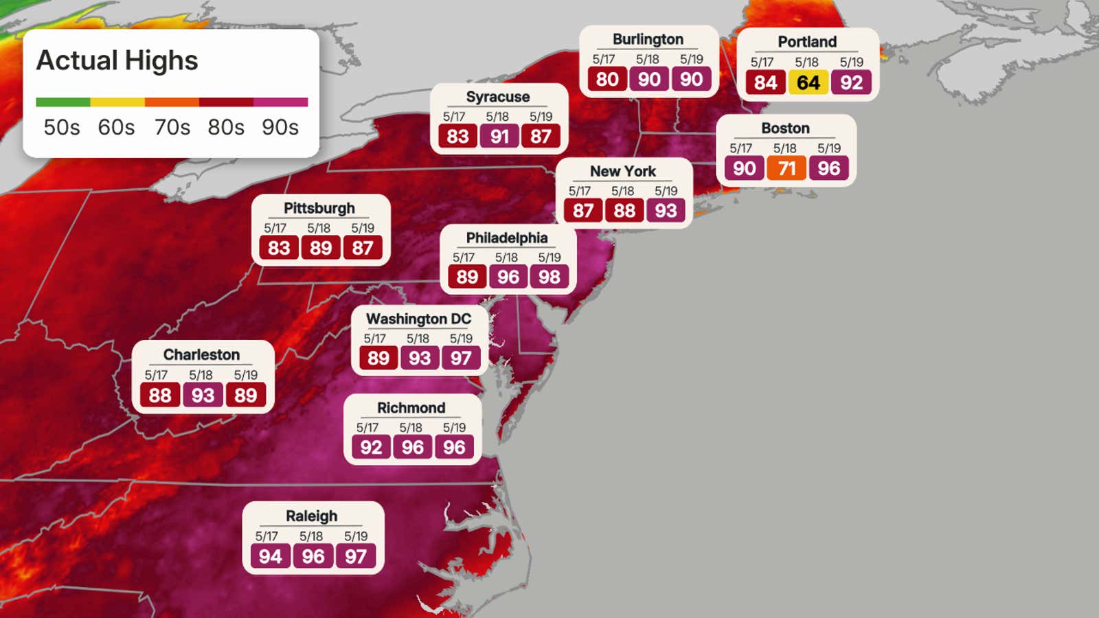Northeast record heat May 2026