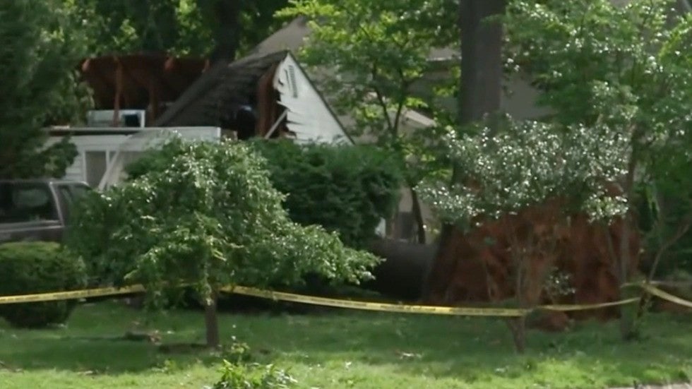 Tree Slices Through Home With Family Inside During Maryland Tornado