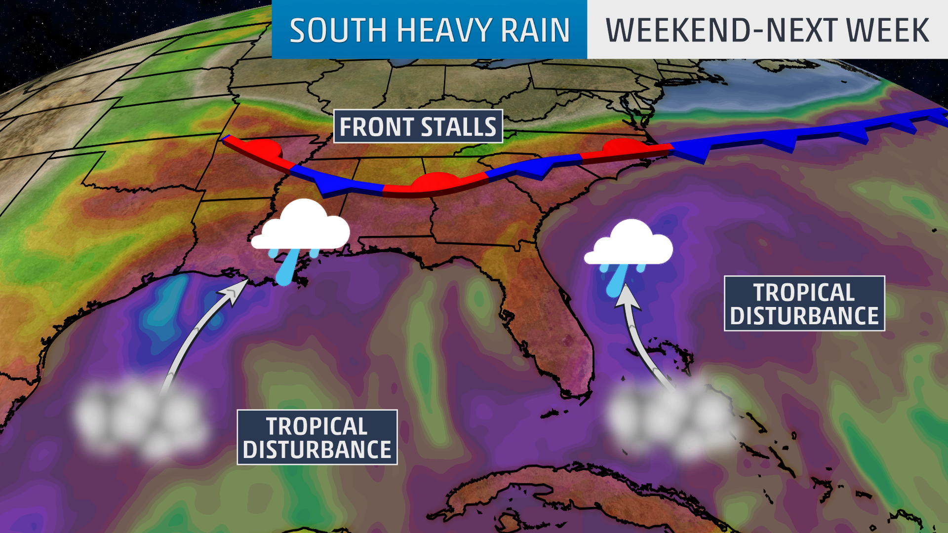 Stalling Front, Tropical Disturbances to Bring Threat of Heavy Rain to ...