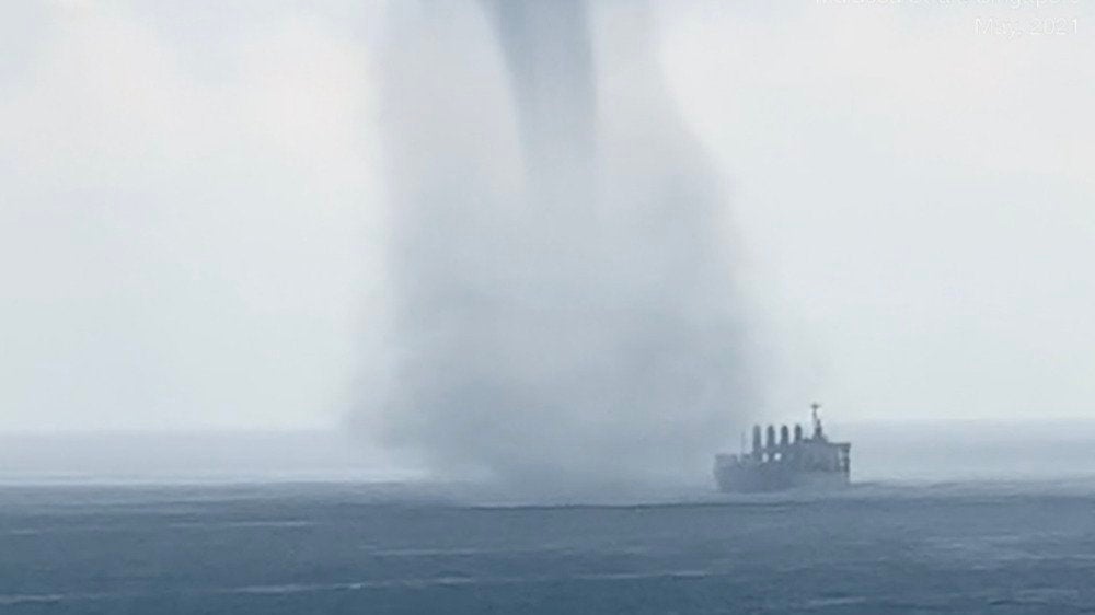 Large Waterspout Passes Over Ship Off Singapore Videos From The Weather Channel Weather Com