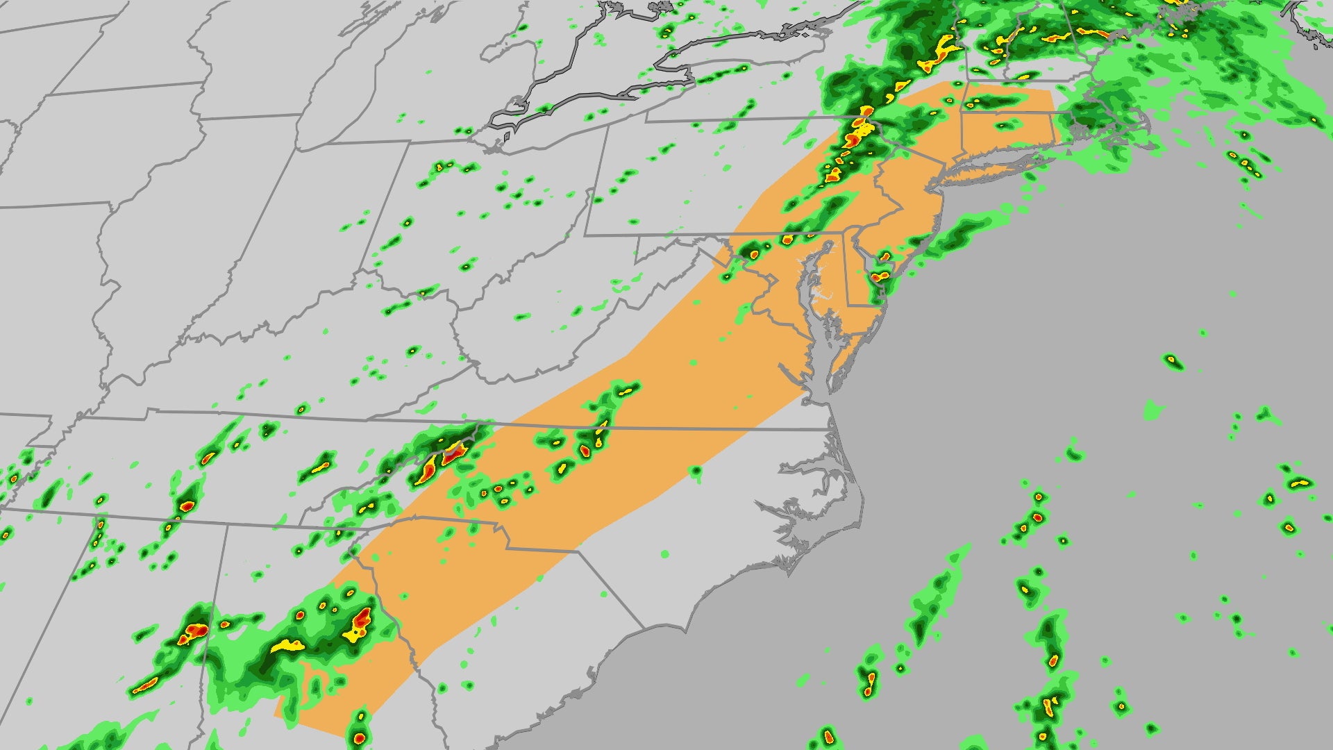 Scattered Severe Storms Possible Along I-95