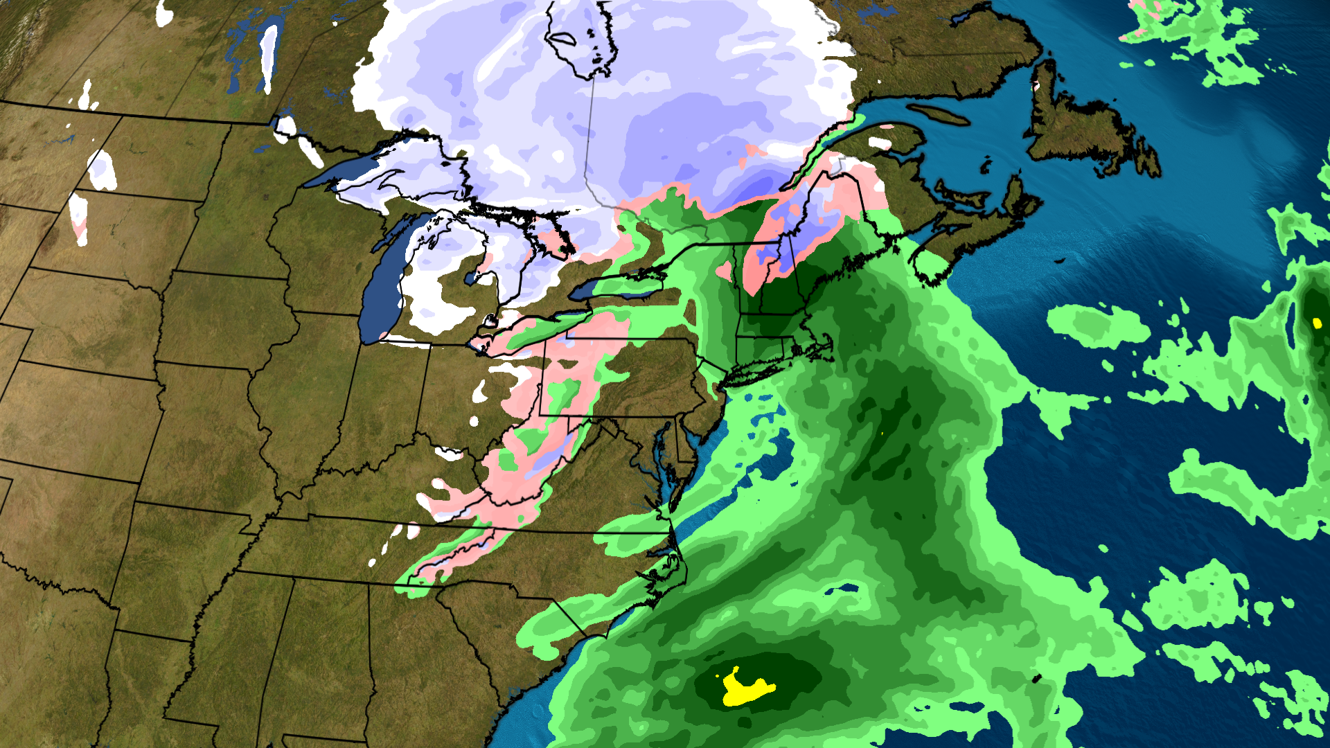 Snow and Rain Move Into The Northeast