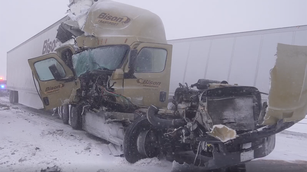 Icy Pileup On Michigan Interstate