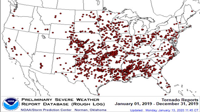 Two States Had a Record-Breaking Number of Tornadoes in 2019, But Other States Had None At All