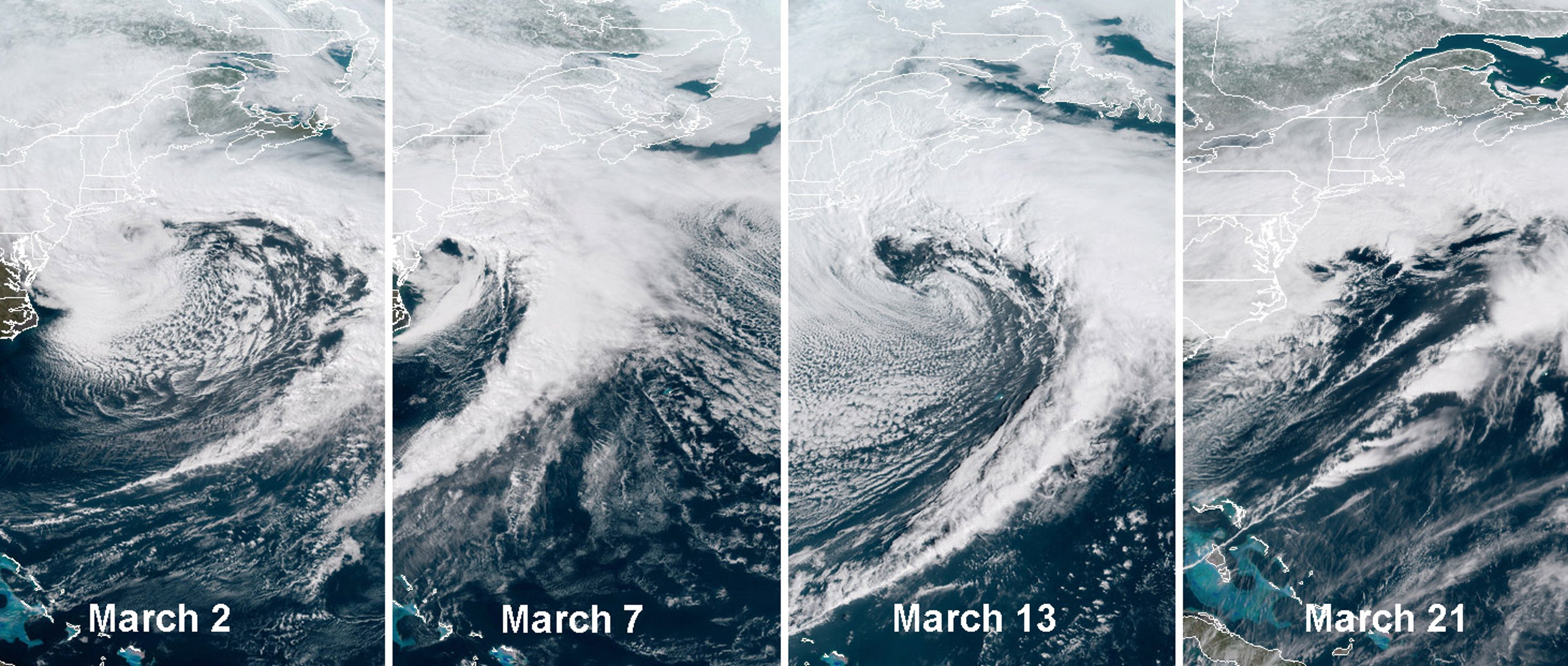 Composite of the four nor'easters of March 2018.