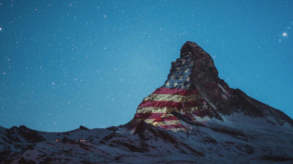 American Flag Illuminates Switzerland&rsquo;s Famed Matterhorn Mountain