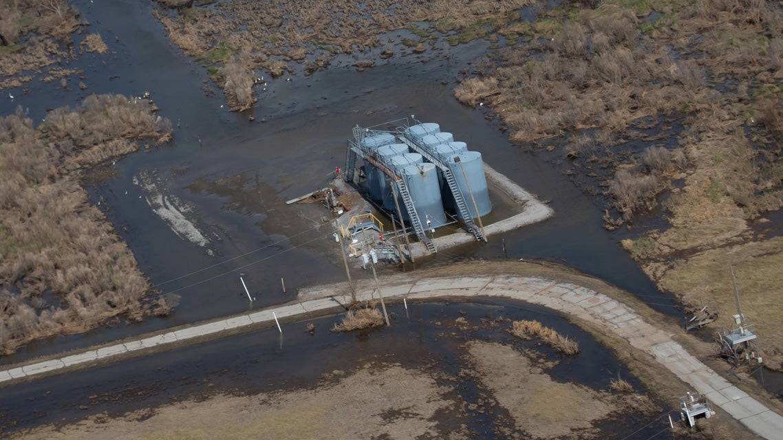 Photos Reveal Extensive Oil Sheen Left By Hurricanes Laura and Delta