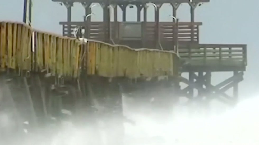 Huge Waves From Florence Send This Pier Rocking Videos from The