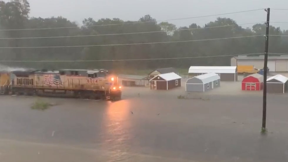 Train Slows to a Crawl in Texas Floodwaters The Weather Channel