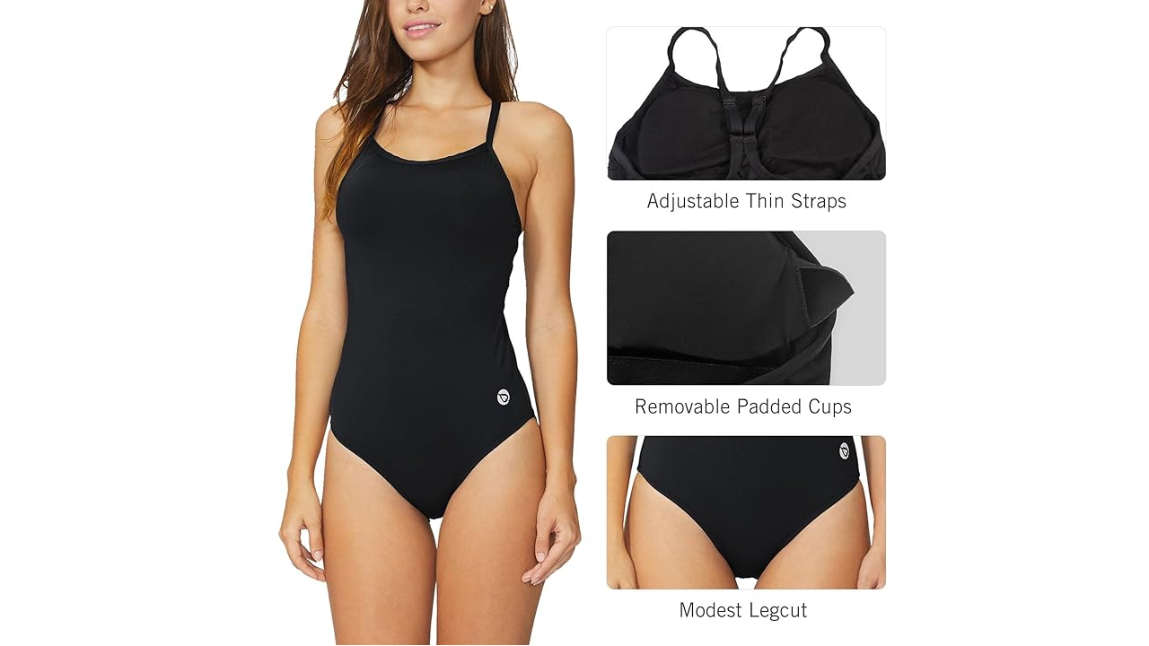 BALEAF Women's Athletic Training Adjustable Strap One Piece Swimsuit