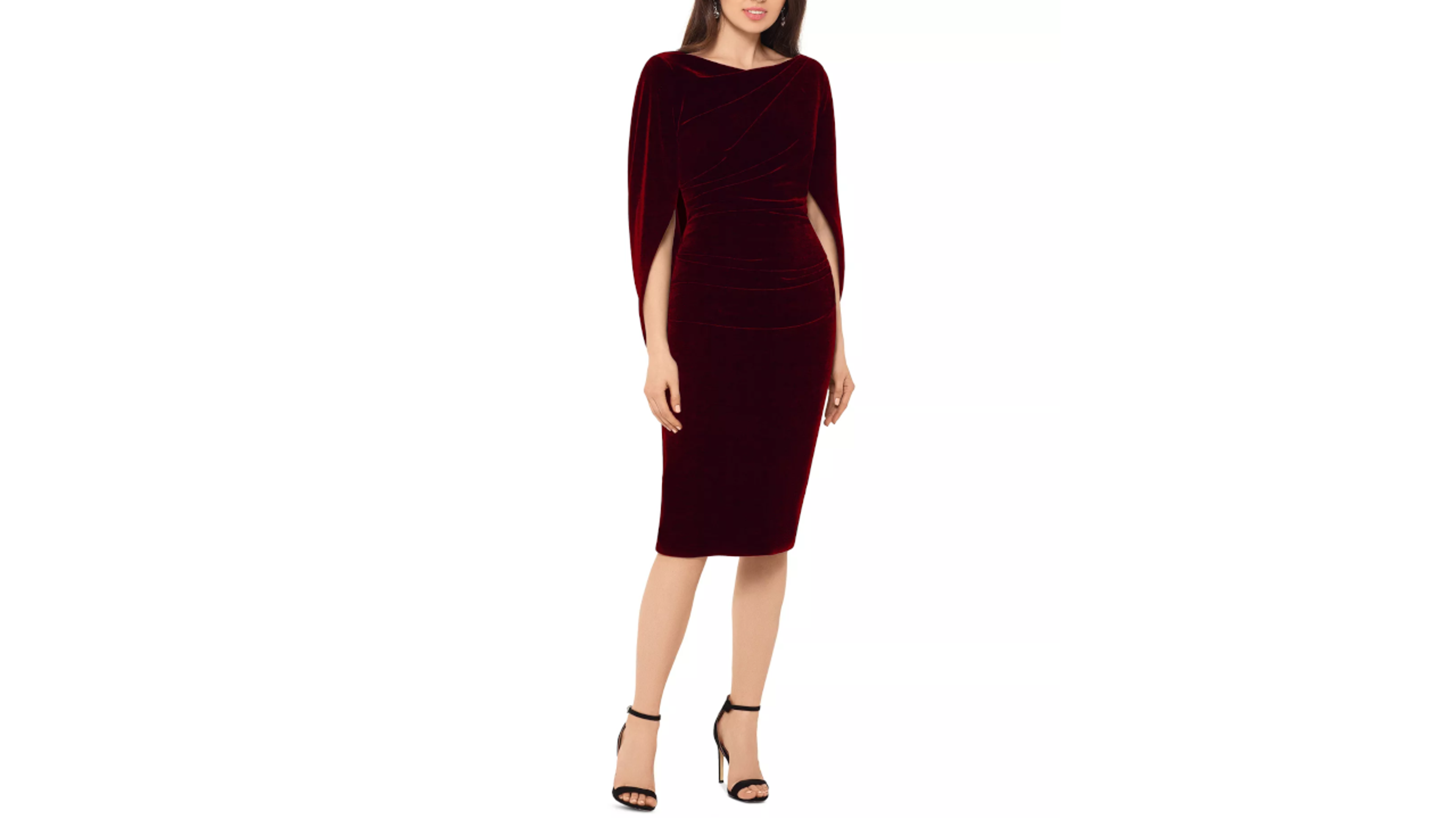 Betsy & Adam Velvet Cape Dress