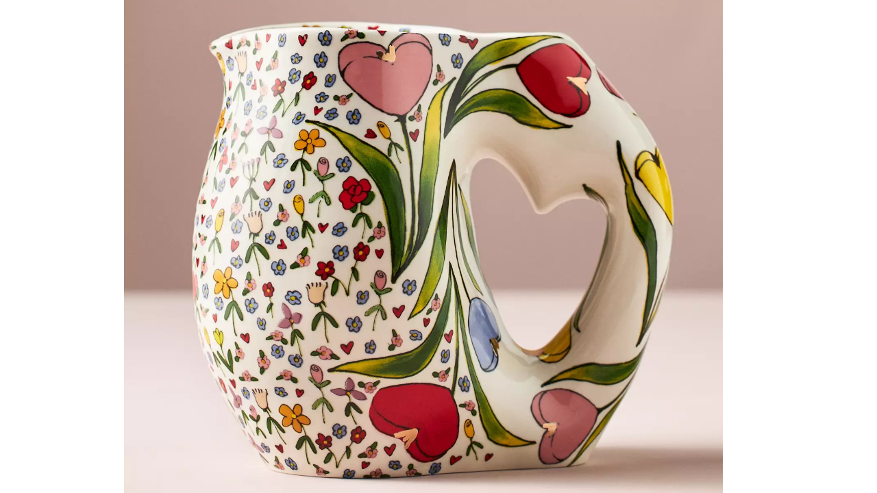 The Mud Fairy Blooming Hearts Stoneware Pitcher