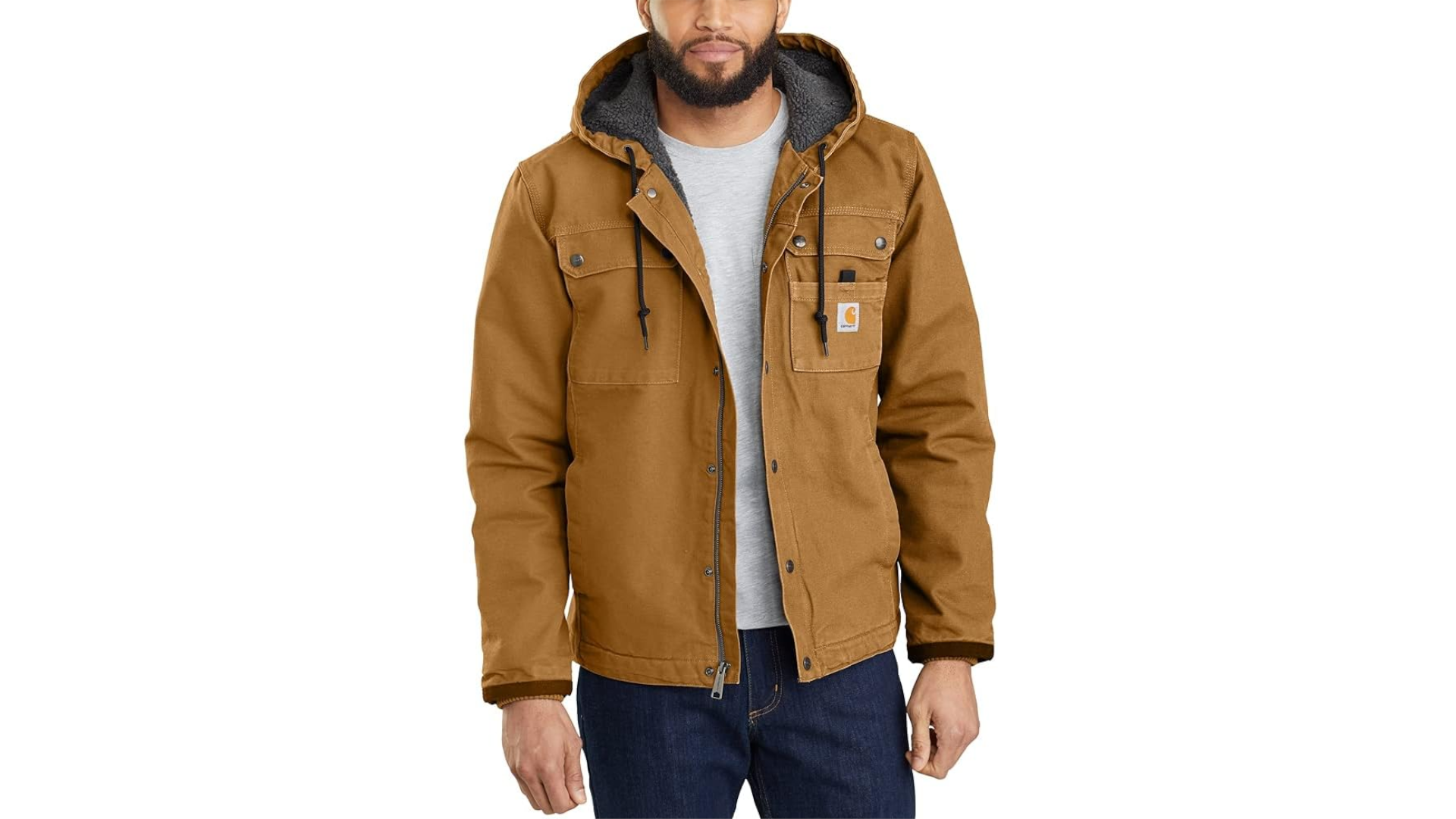 Carhartt Men's Relaxed Fit Washed Duck Sherpa-Lined Jacket-Amazon
