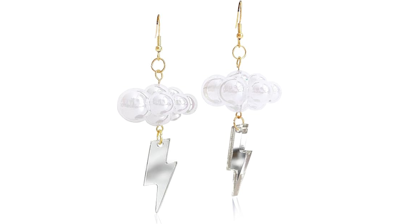 3D Resin Cloud Lightning Weather Dangle Drop Hook Earrings