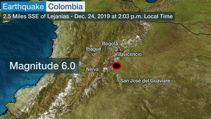 Where was the earthquake in colombia today