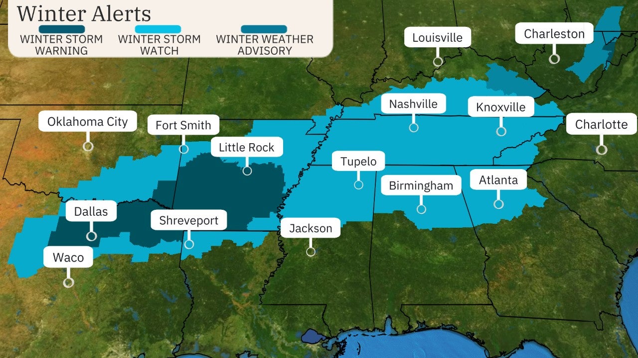  Winter Storm Cora A Significant Snow And Ice Threat From Texas To The Carolinas, Including Dallas, Atlanta