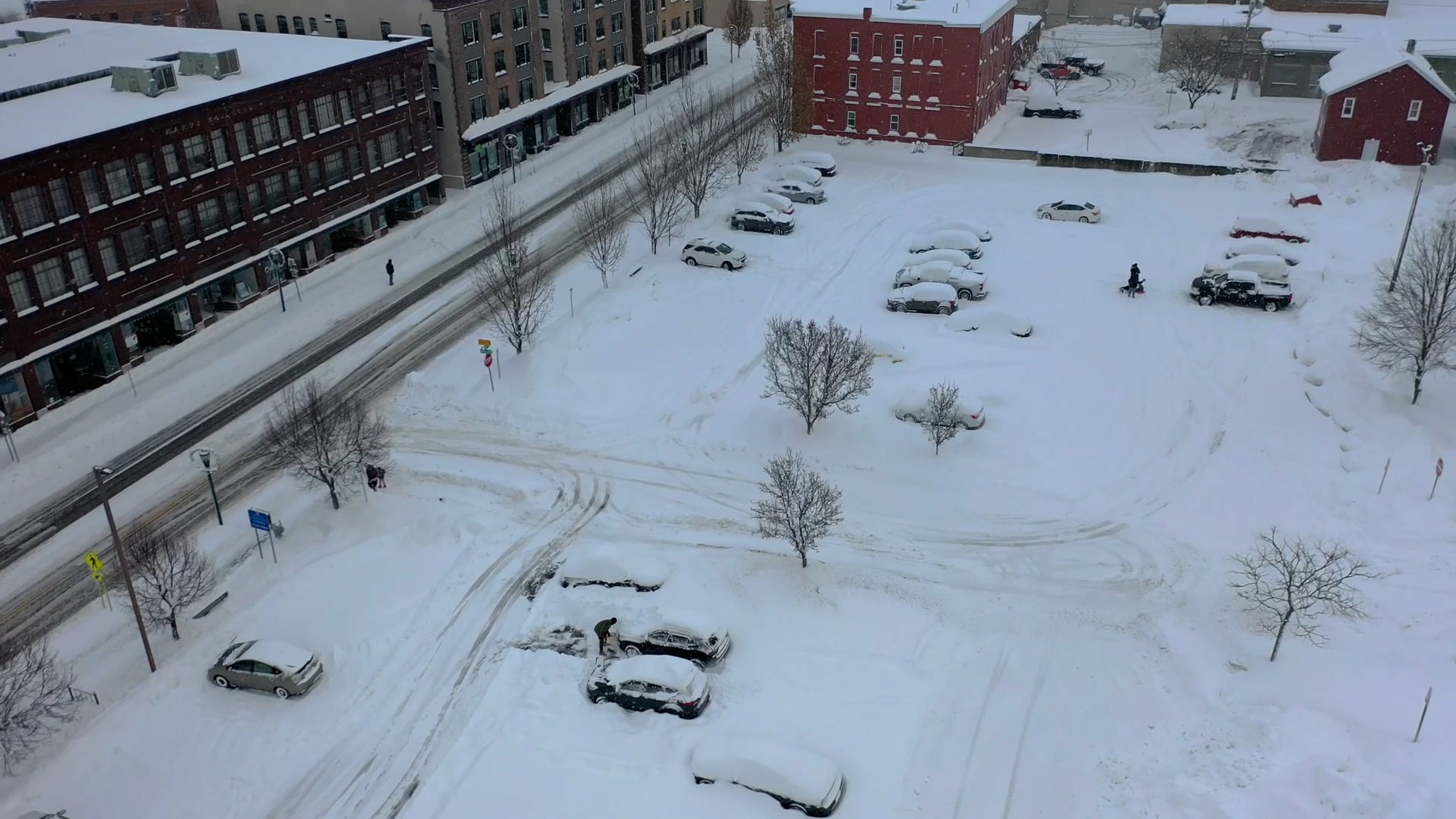 Drone Captures Cars Buried In Snow In Watertown, New York