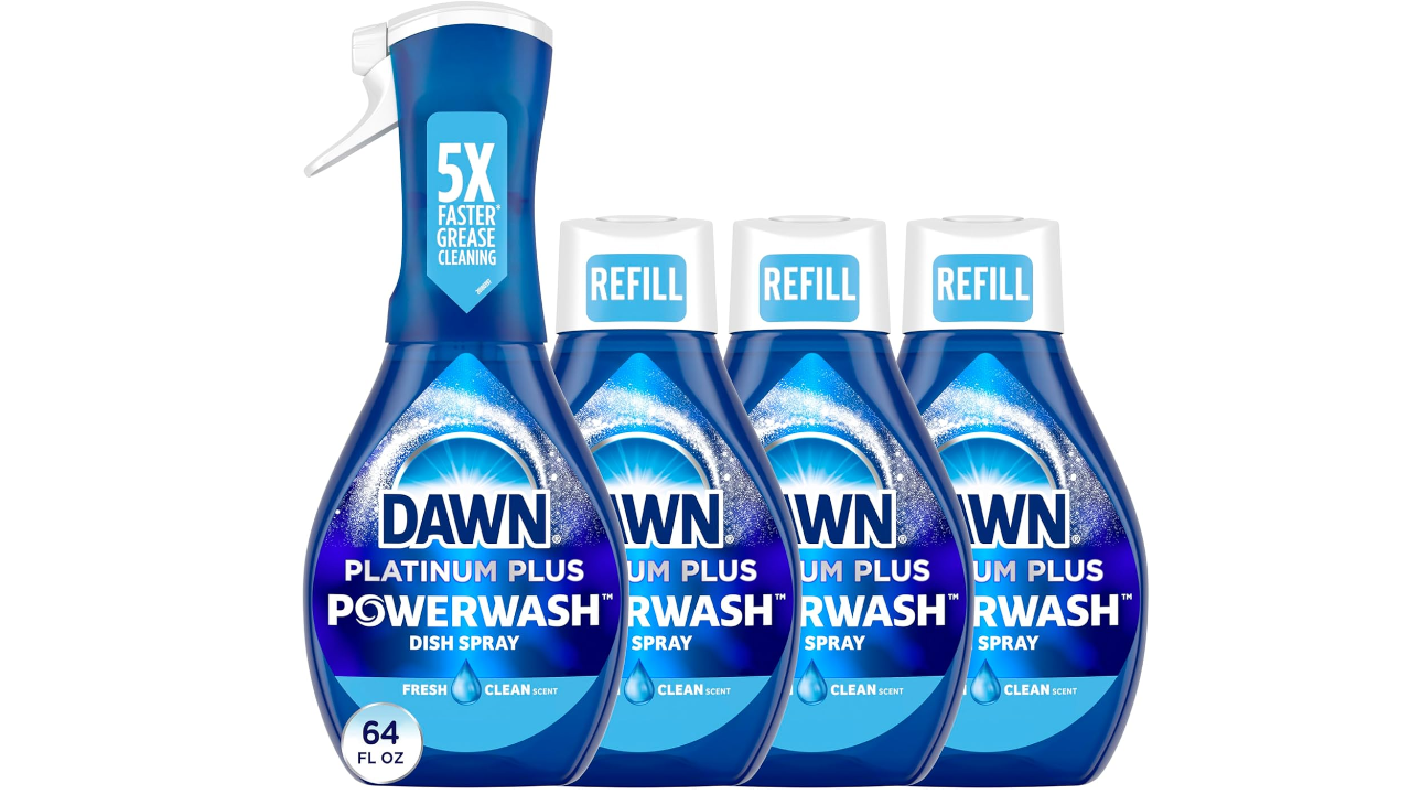Dawn Powerwash Spray Dish Soap, 1 Starter Kit + 3 Refills (64 Fl Oz)