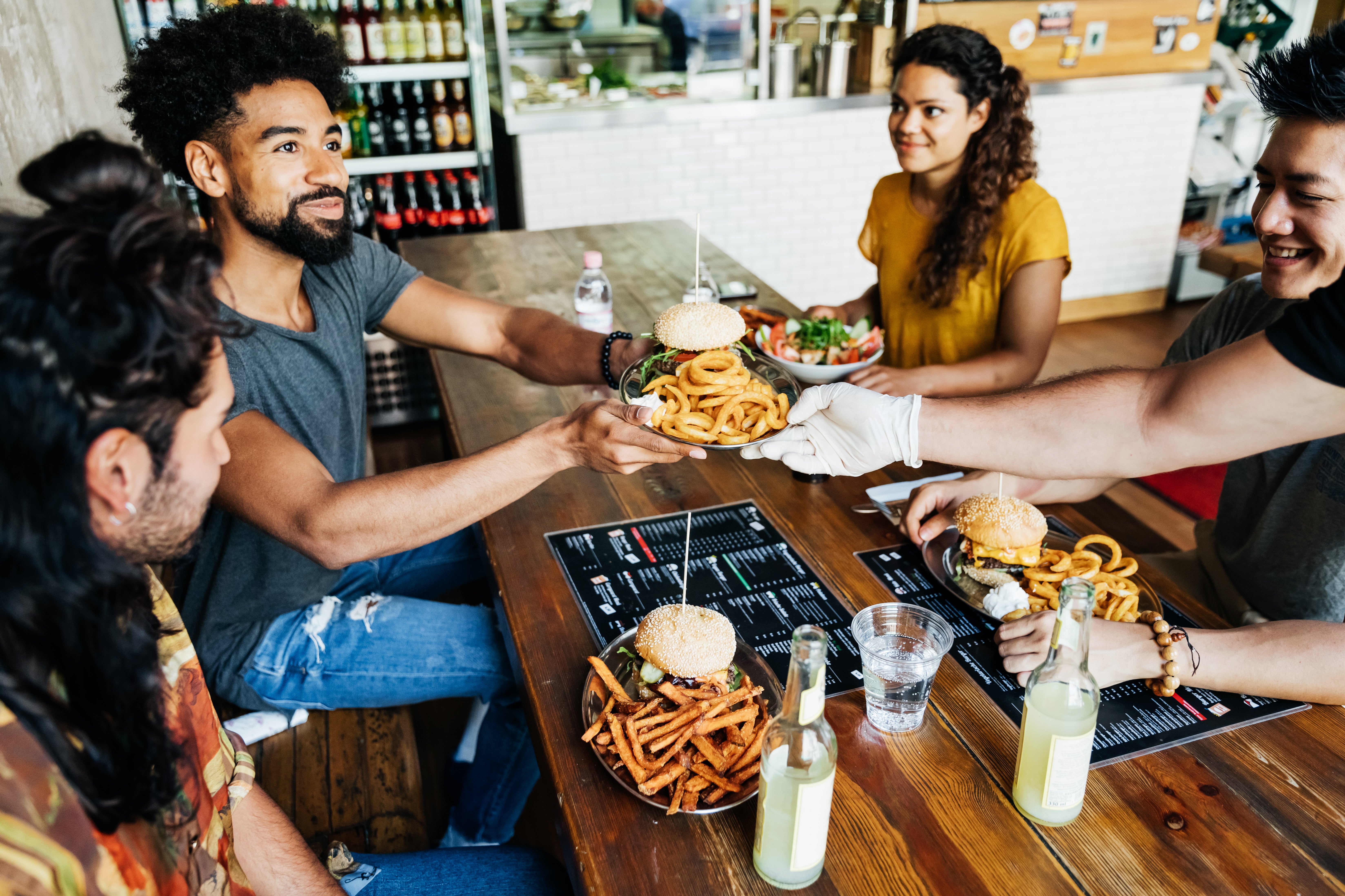 People eating at restaurant