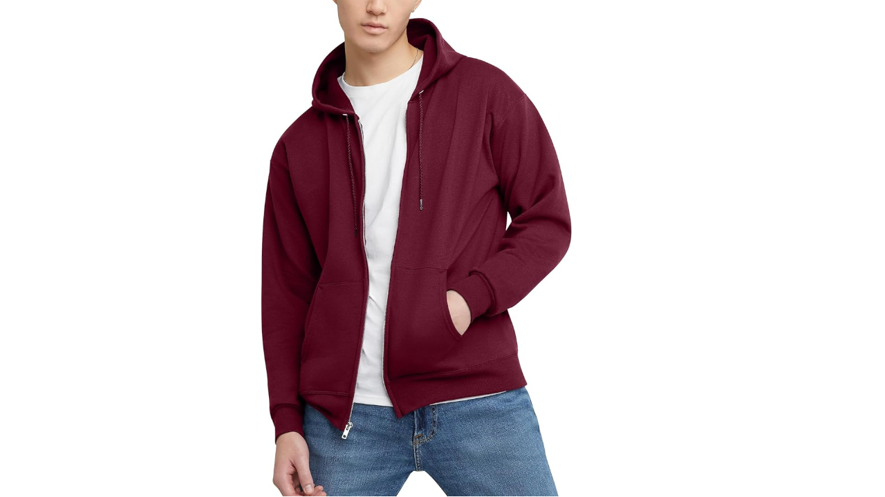 Hanes EcoSmart Zip-Up Hoodie (Maroon)