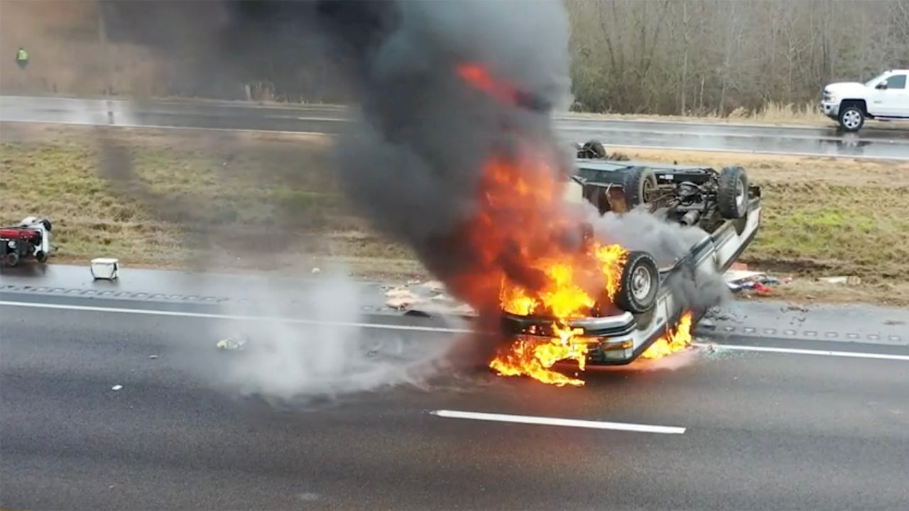 Truck Loses Control on Icy Interstate in Mississippi