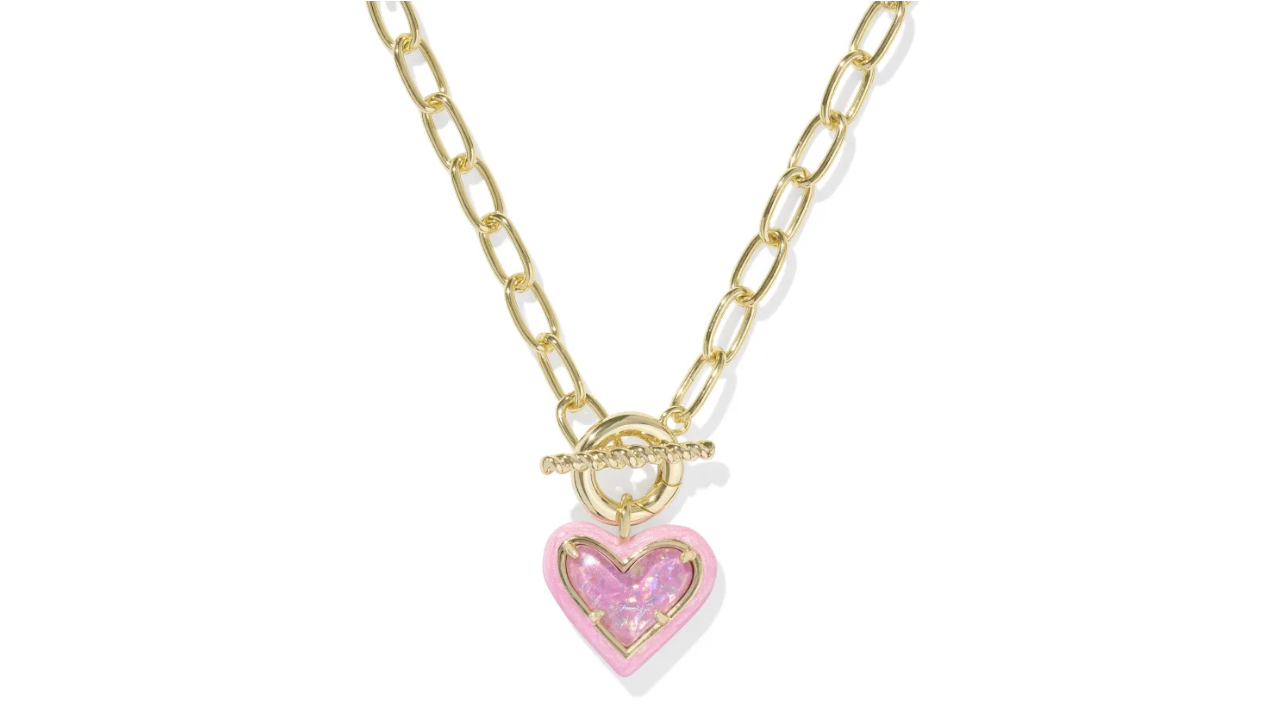 Kendra Scott Ari Heart Gold Enamel Frame Link and Chain Necklace