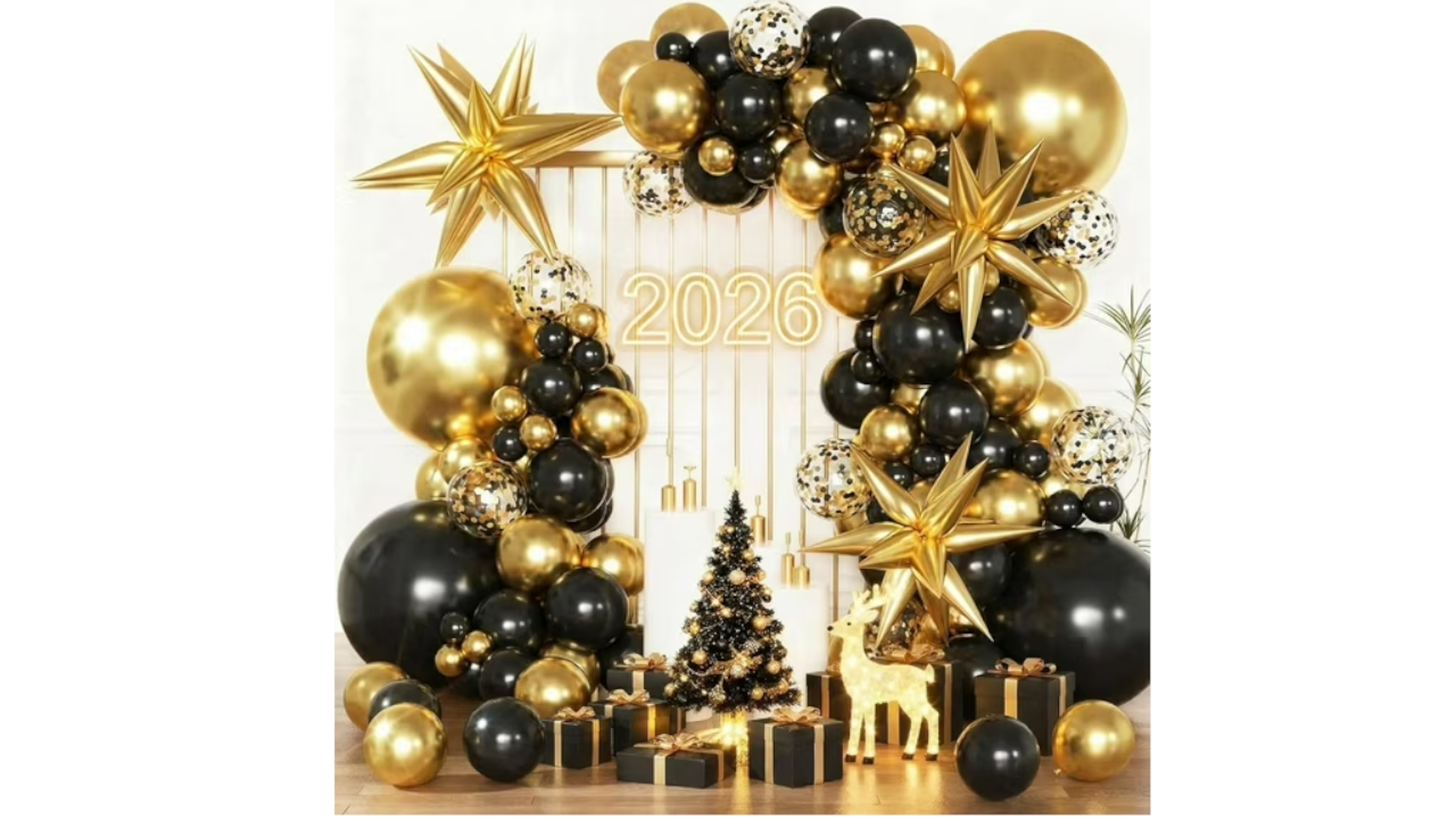 KiddiTouch Black and Gold Balloons Garland Arch Kit