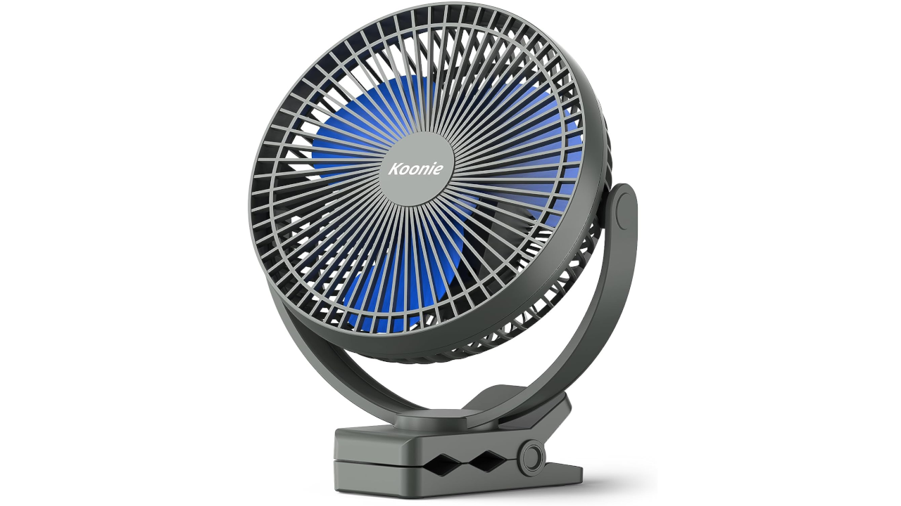 Koonie Rechargeable Portable Fan (8-Inch) Battery Operated Clip-On Fan