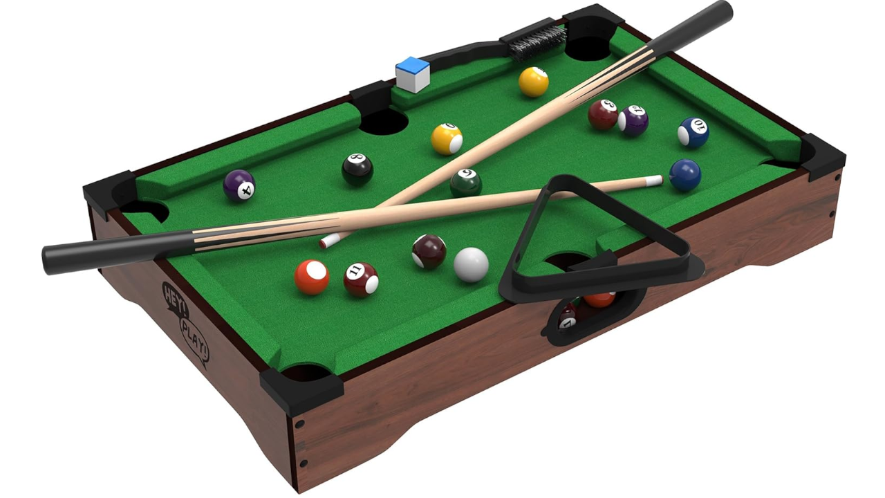 Hey! Play! Mini Tabletop Pool Set- Billiards Game