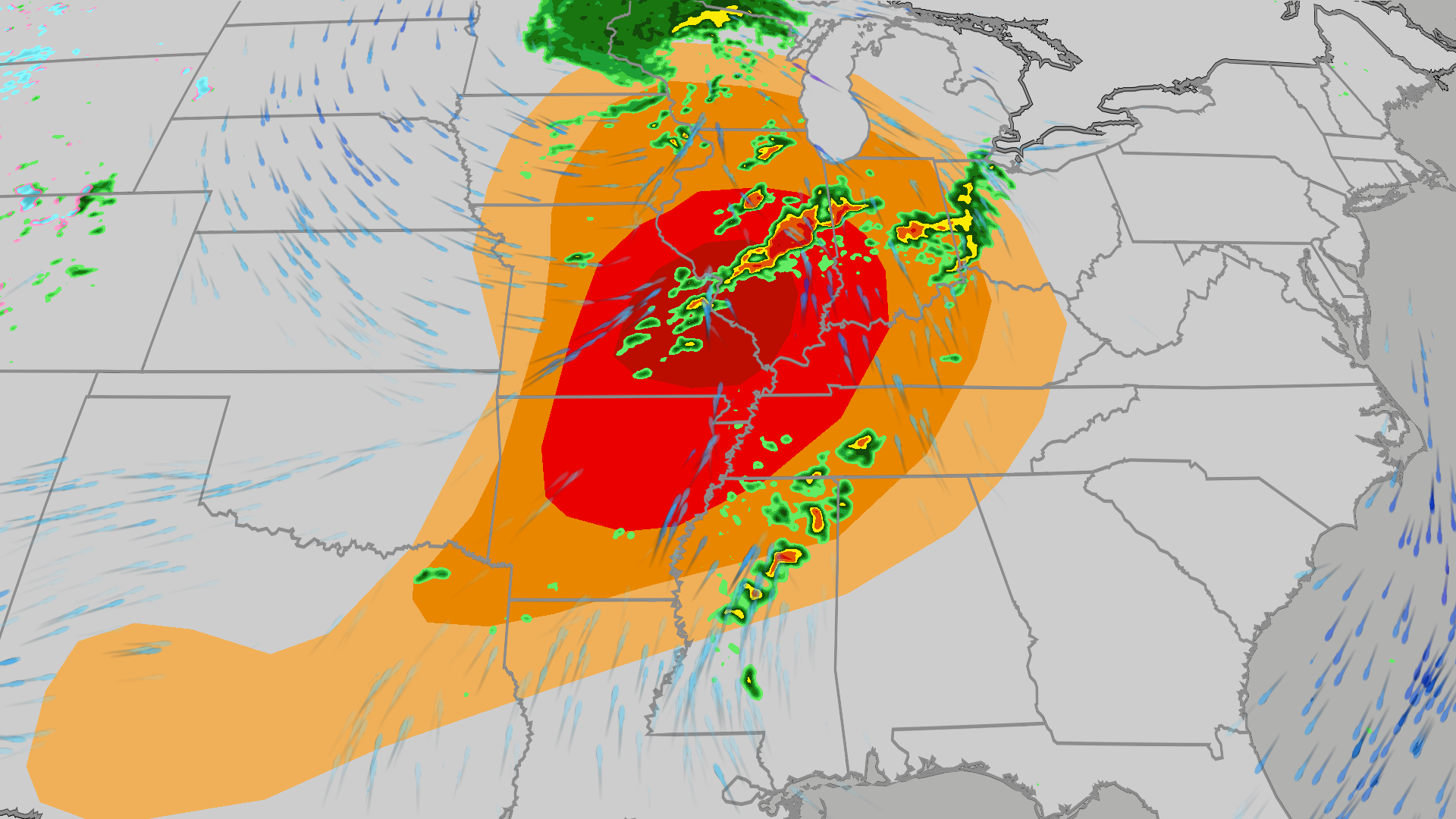 Monday Severe Threat Increases For Mississippi Valley, Midwest