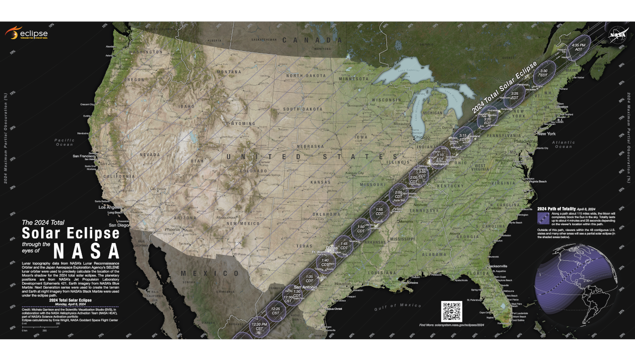 NASA Solar Eclipse Path of Totality - April 2024
