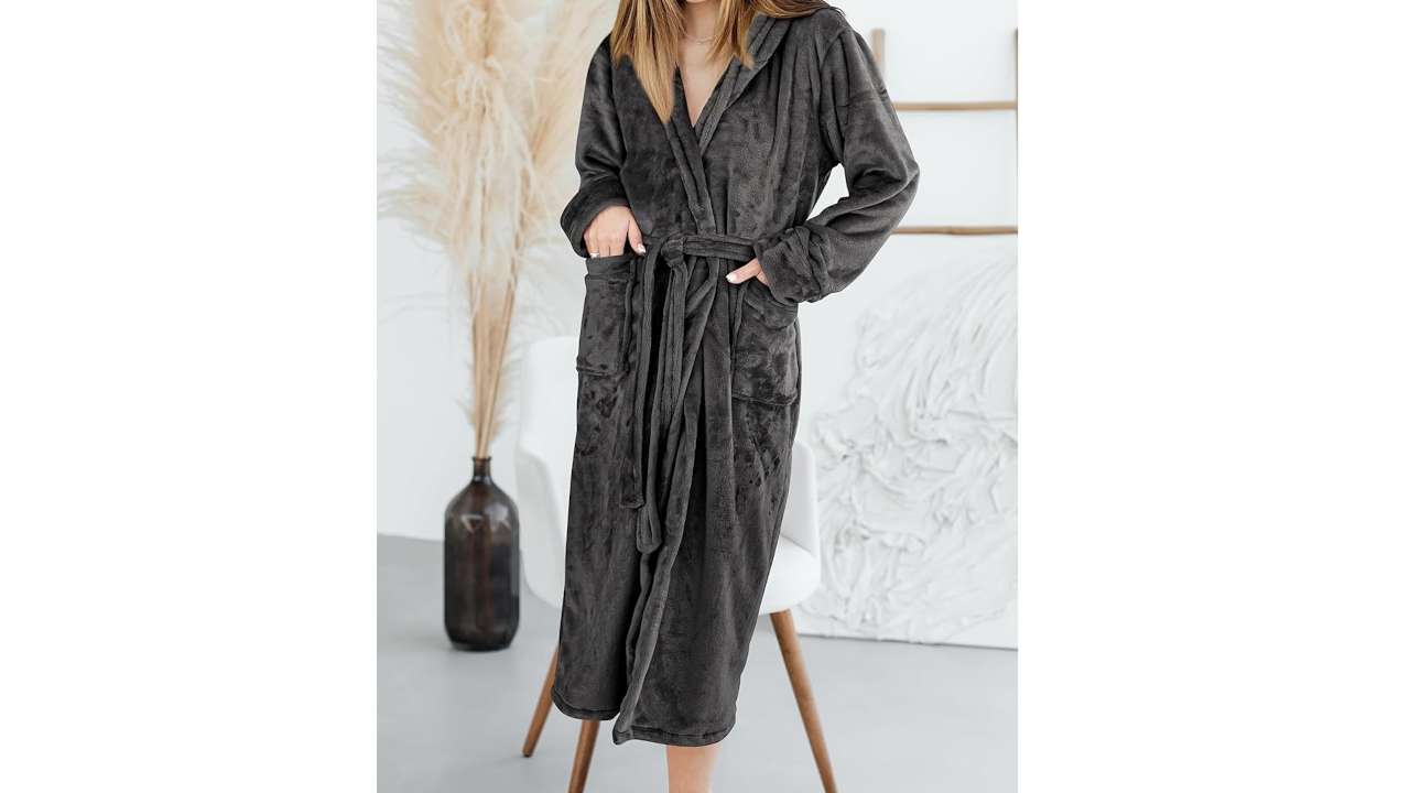 NY Threads Luxurious Shawl Collar Fleece Bathrobe