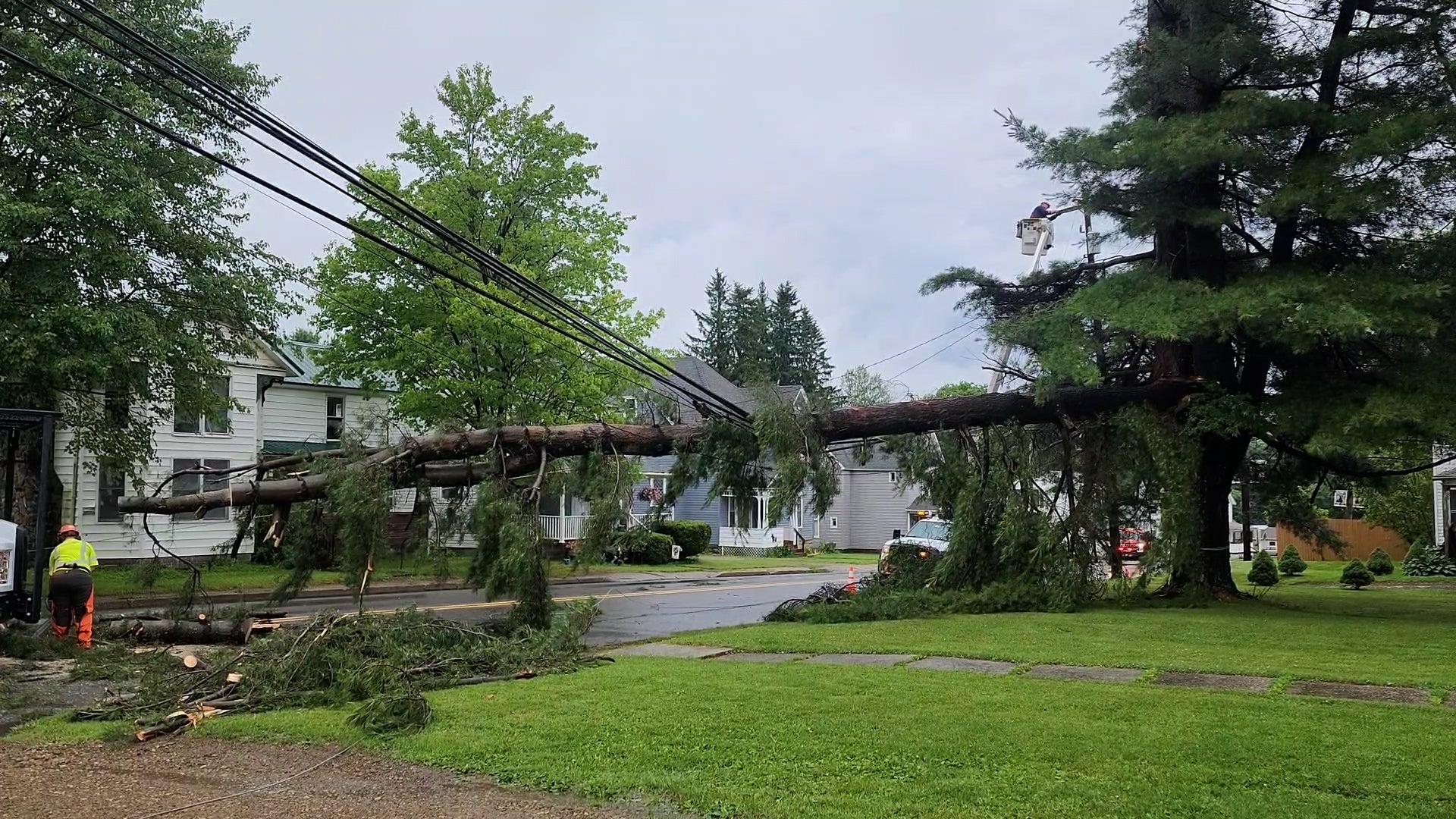 Storms Topple Trees, Power Lines In Pennsylvania Videos from The