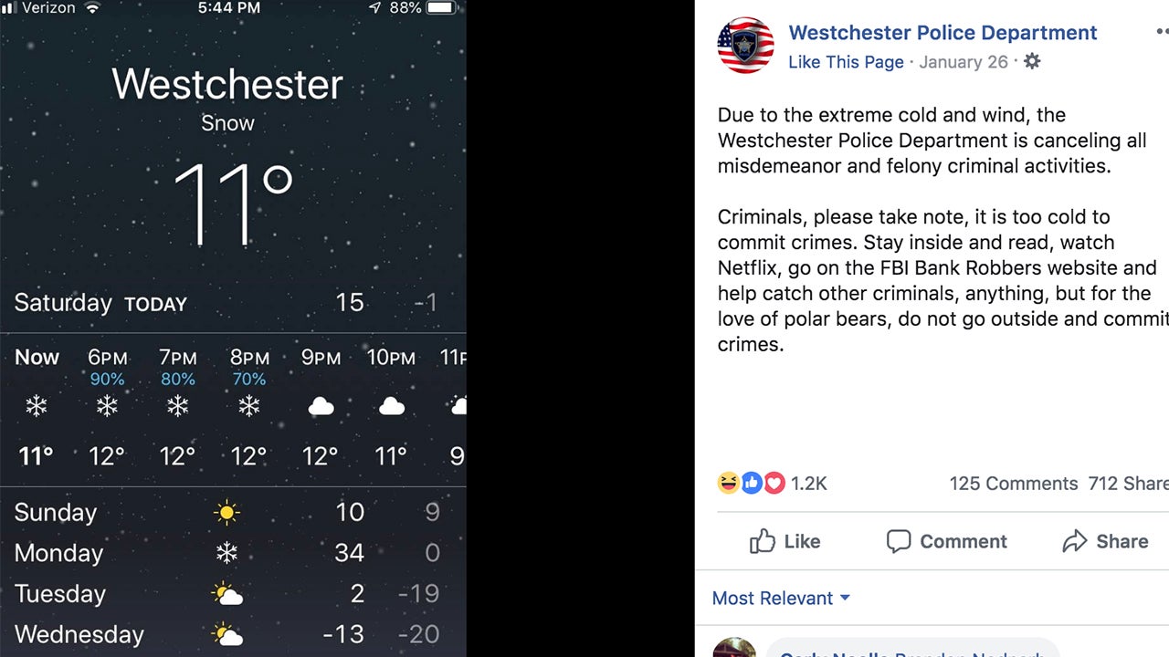Law Enforcement Officers Have a Little Fun With Polar Vortex The