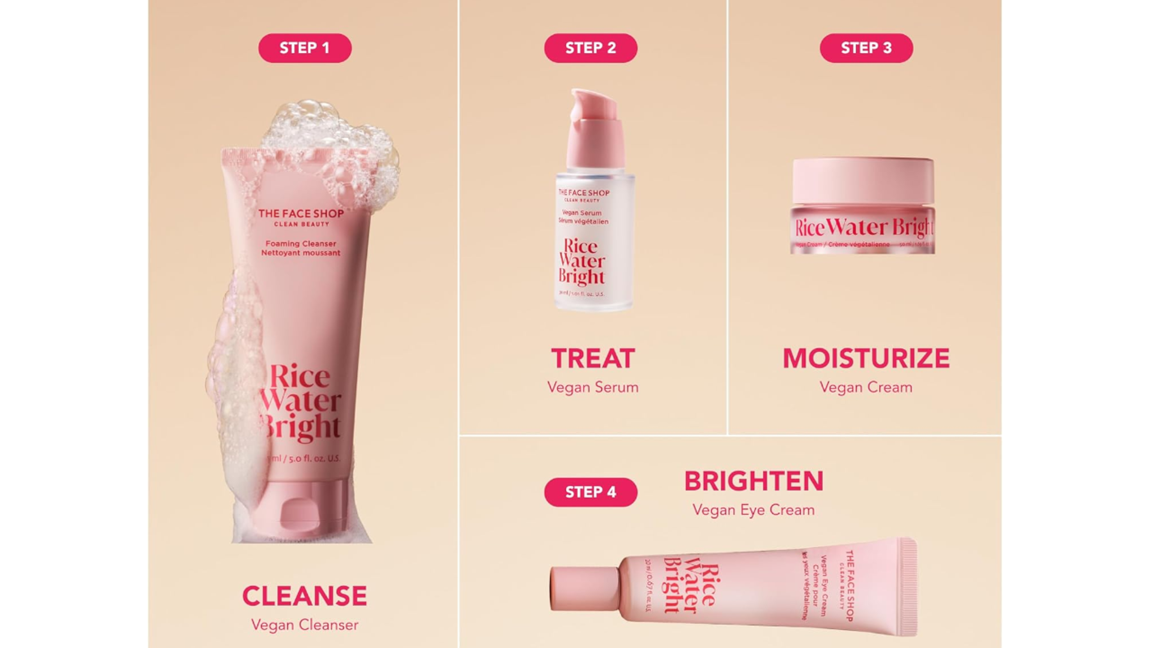 The Face Shop Rice Water Bright Travel Kit (4-Piece)