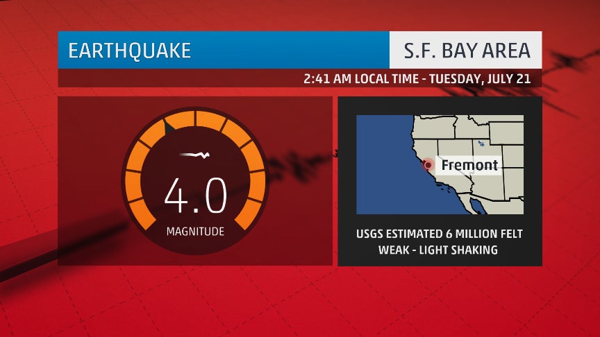 Magnitude 4.0 Earthquake Shakes Bay Area Tuesday; Series of Aftershocks Reported