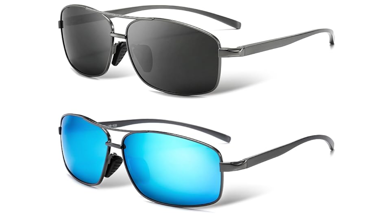 SUNGAIT Ultra Lightweight Rectangular Polarized Sunglasses